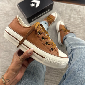 Tênis All Star Caramelo de Couro [Brinde: Palmilha Ortopédica]