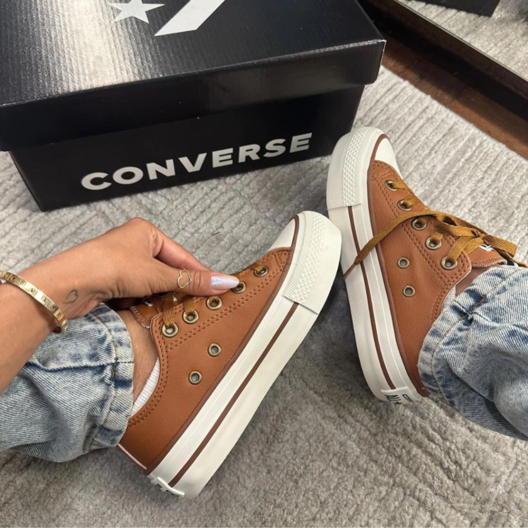 Tênis All Star Caramelo de Couro [Brinde: Palmilha Ortopédica]