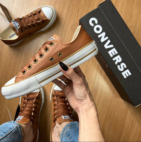 Tênis All Star Caramelo de Couro [Brinde: Palmilha Ortopédica]