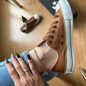Tênis All Star Caramelo de Couro [Brinde: Palmilha Ortopédica]