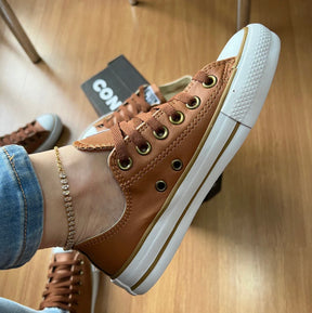 Tênis All Star Caramelo de Couro [Brinde: Palmilha Ortopédica]