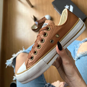 Tênis All Star Caramelo de Couro [Brinde: Palmilha Ortopédica]