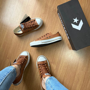 Tênis All Star Caramelo de Couro [Brinde: Palmilha Ortopédica]