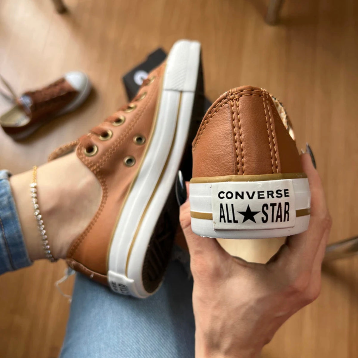 Tênis All Star Caramelo de Couro [Brinde: Palmilha Ortopédica]